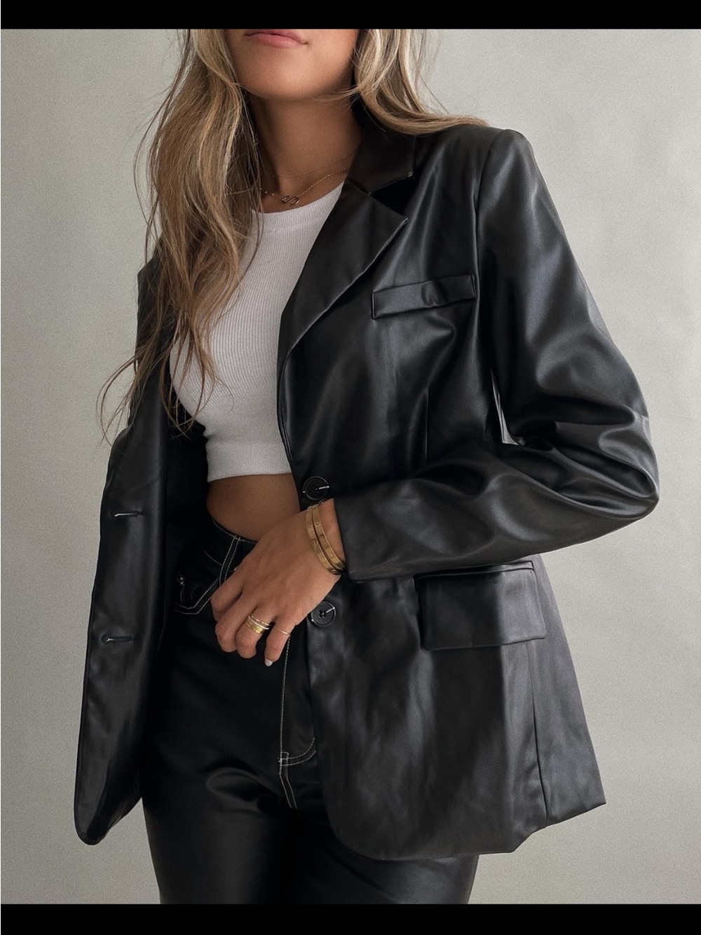 Knupp Kouture Black faux leather blazer